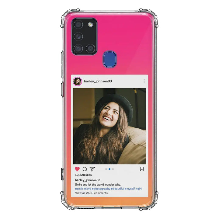 Samsung Galaxy A21S / Clear Classic Phone Case Custom Photo Instagram Post Template, Phone Case - Samsung A Series - Stylizedd