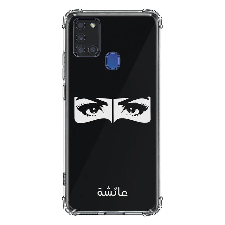 Samsung Galaxy A21S / Clear Classic Custom Name Niqabi Eye, Phone Case - Samsung A Series - Stylizedd.com