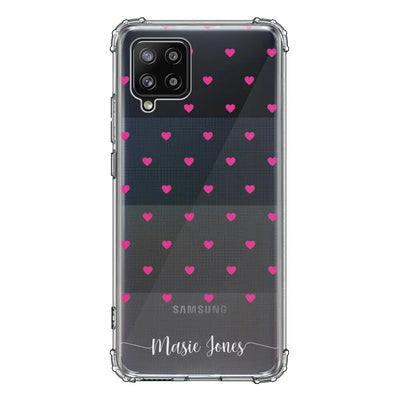 Samsung Galaxy A42 5G / Clear Classic Heart Pattern Custom Text, My Name Phone Case - Samsung A Series - Stylizedd.com