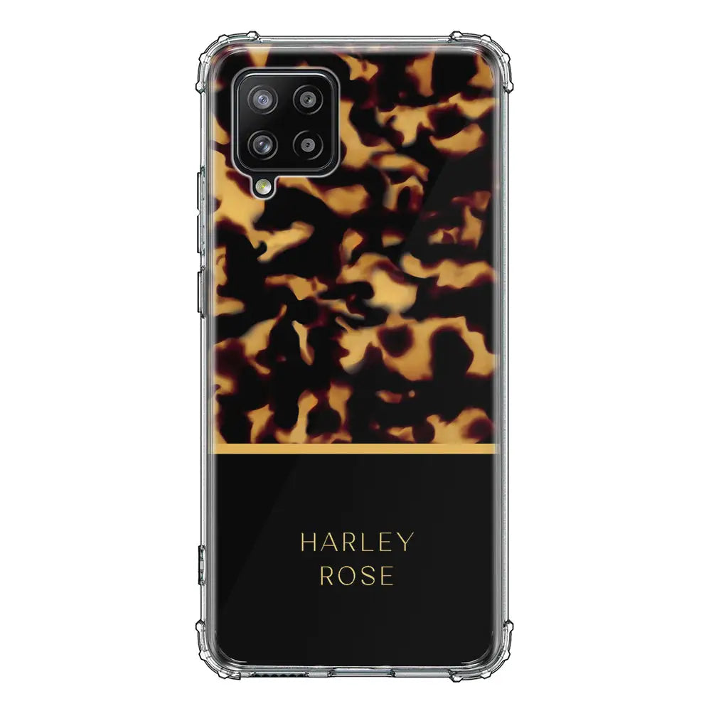 Samsung Galaxy A42 5G / Clear Classic Personalized Text Luxury Tortoise Shell Pattern, Phone Case - Samsung A Series - Stylizedd.com