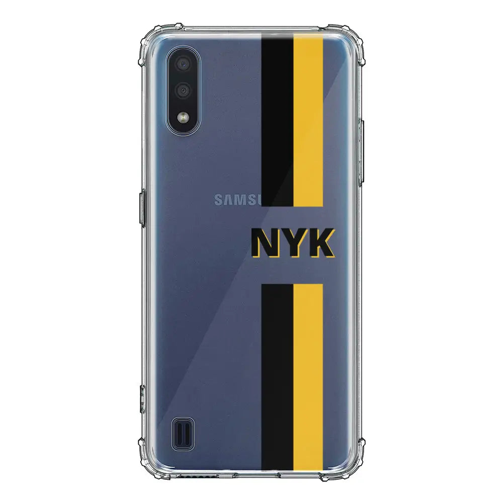 Samsung Galaxy M01 / Clear Classic Phone Case Custom Striped Monogram Phone Case - Samsung M Series - Stylizedd