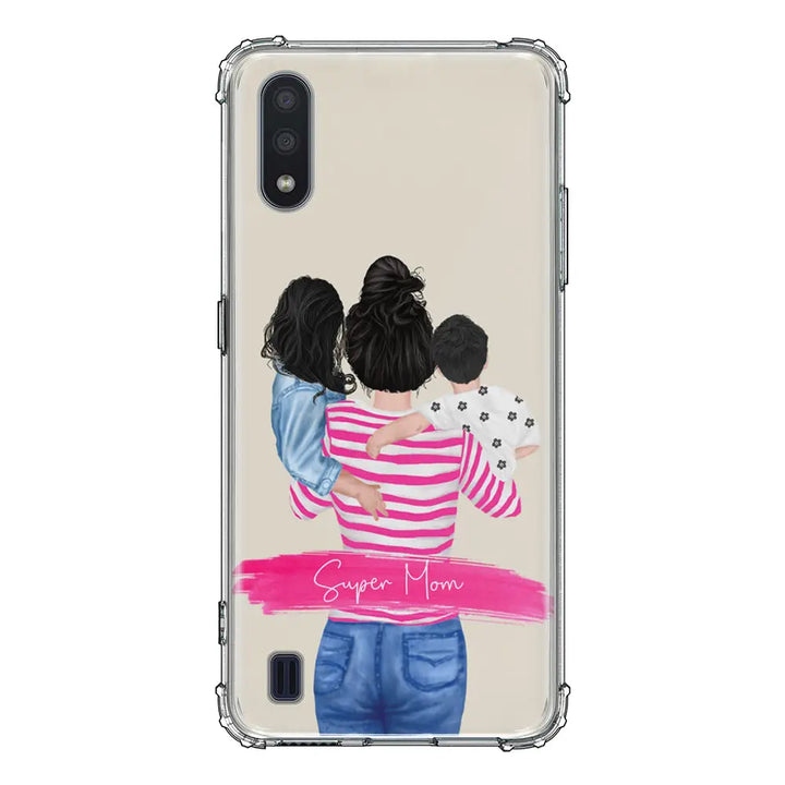 Samsung Galaxy M01 / Clear Classic Phone Case Custom Clipart Text Mother Son & Daughter Phone Case - Samsung M Series - Stylizedd