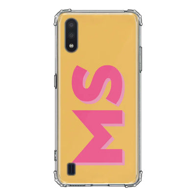 Samsung Galaxy M01 / Clear Classic Personalized Monogram Initial 3D Shadow Text Phone Case, Stylizedd.com in Dubai Sharjah UAE UK  