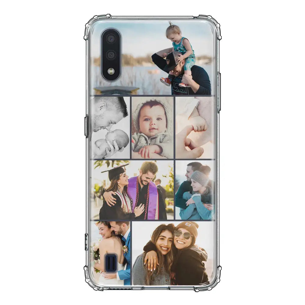 Samsung Galaxy M01 / Clear Classic Personalised Photo Collage Grid Phone Case