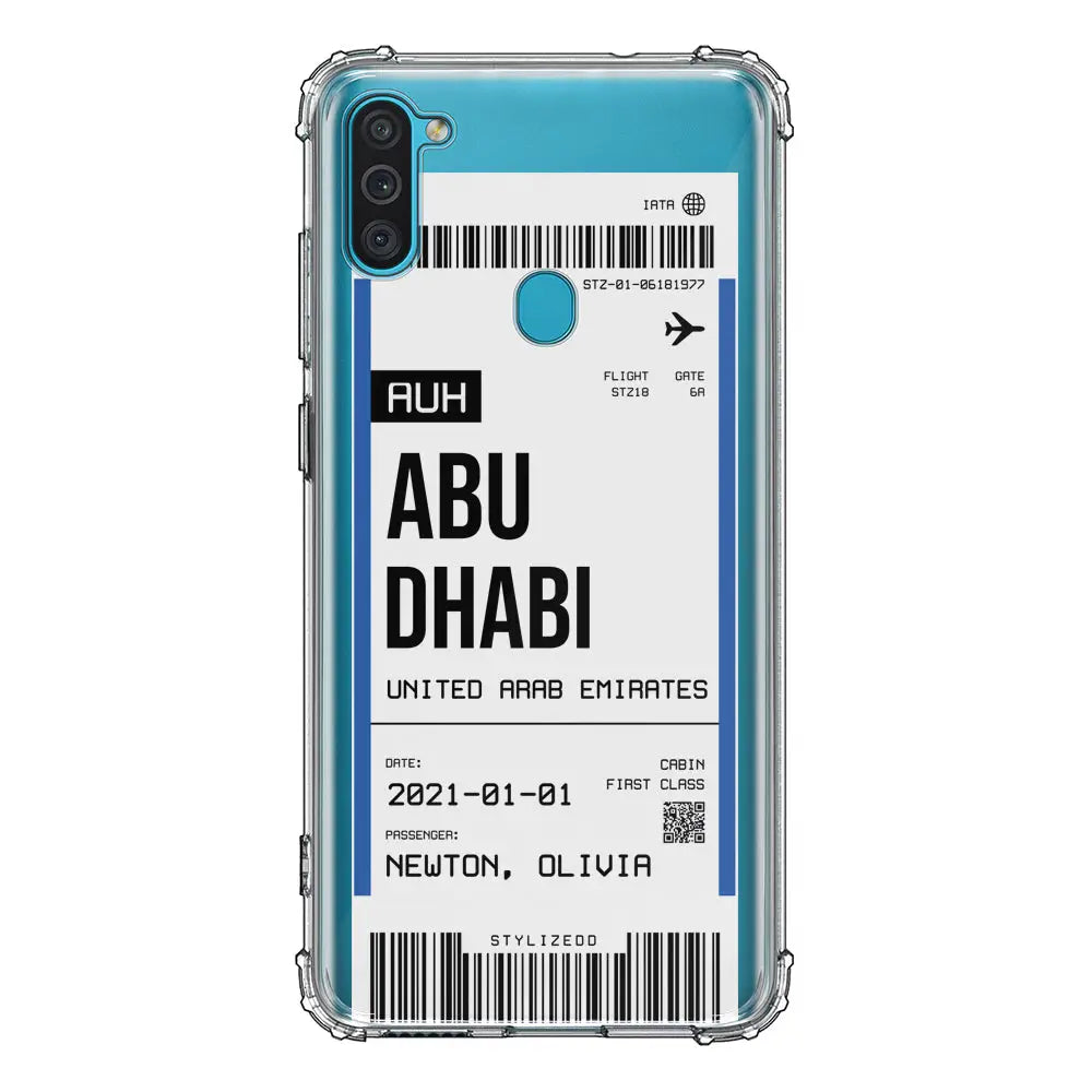 Samsung Galaxy M11 / Clear Classic Custom Flight Boarding Pass Ticket Phone Case, Stylizedd.com in Dubai Sharjah UAE UK  