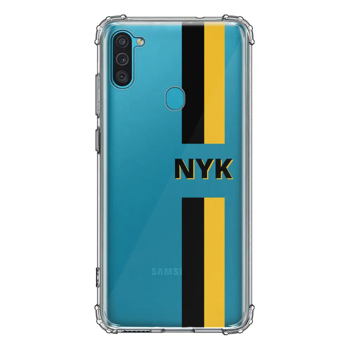 Samsung Galaxy M11 / Clear Classic Phone Case Custom Striped Monogram Phone Case - Samsung M Series - Stylizedd