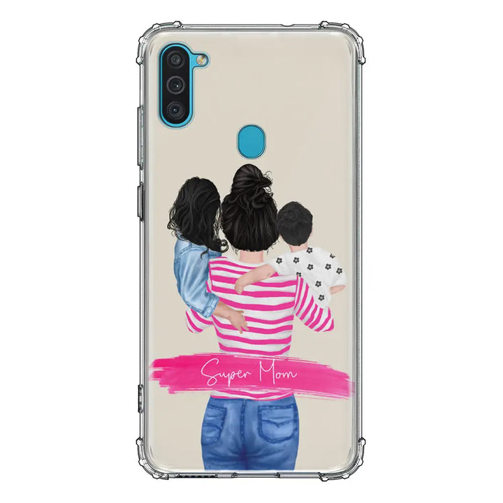 Samsung Galaxy M11 / Clear Classic Phone Case Custom Clipart Text Mother Son & Daughter Phone Case - Samsung M Series - Stylizedd