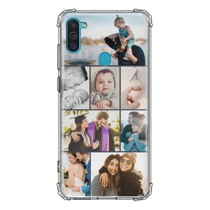 Samsung Galaxy M11 / Clear Classic Phone Case Personalised Photo Collage Grid Phone Case - Samsung M Series - Stylizedd