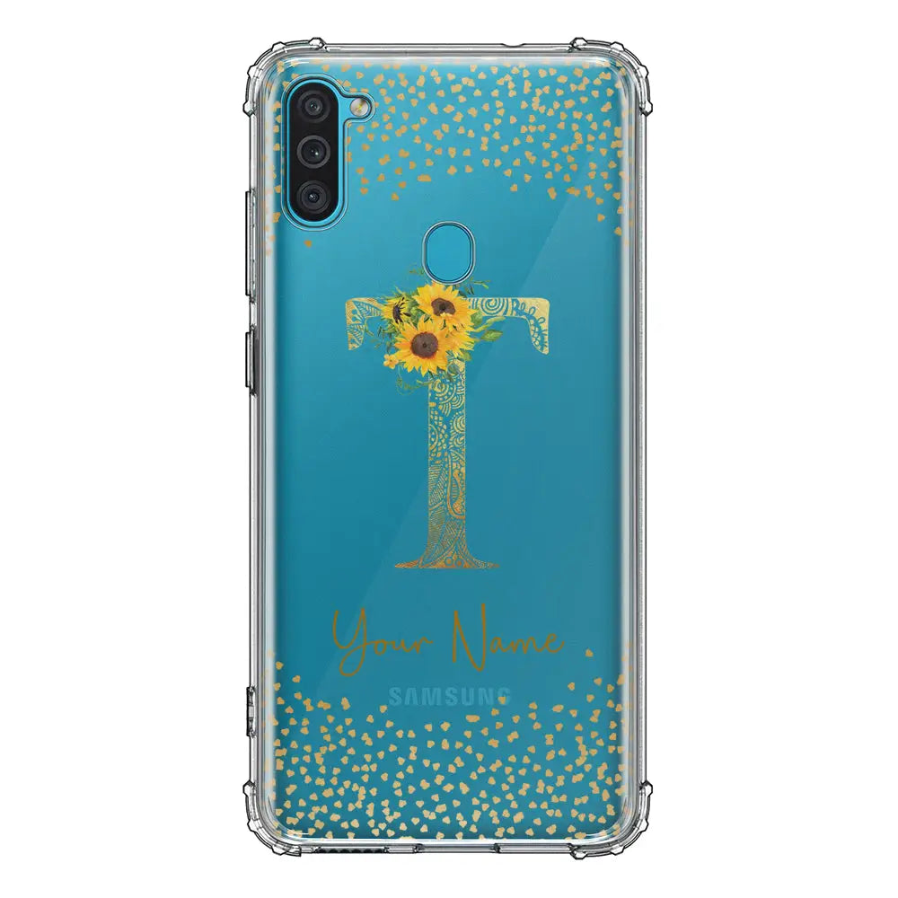 Samsung Galaxy M11 / Clear Classic Phone Case Floral Mandala Initial Phone Case - Samsung M Series - Stylizedd