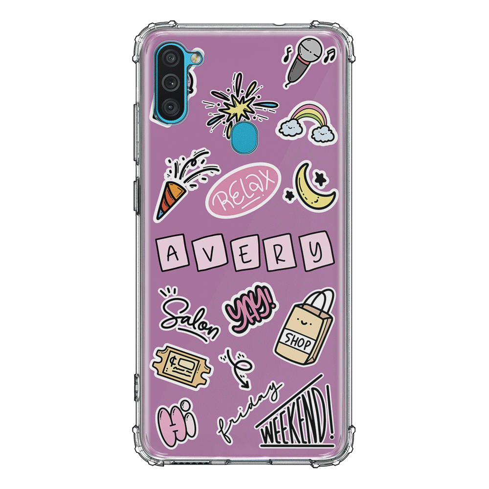 Samsung Galaxy M11 / Clear Classic Personalized Name Cute Weekend Girl Sticker, Phone Case - Samsung M Series - Stylizedd.com
