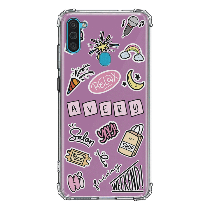 Samsung Galaxy M11 / Clear Classic Personalized Name Cute Weekend Girl Sticker, Phone Case - Samsung M Series - Stylizedd.com