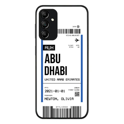 Custom Flight Boarding Pass Ticket Phone Case - Samsung M Series - Galaxy M14 5G / Rugged Black -
