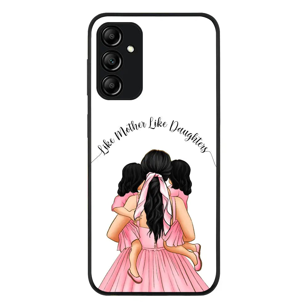 Mother 2 daughters Custom Clipart Text Phone Case - Samsung M Series - Galaxy M14 5G / Rugged Black