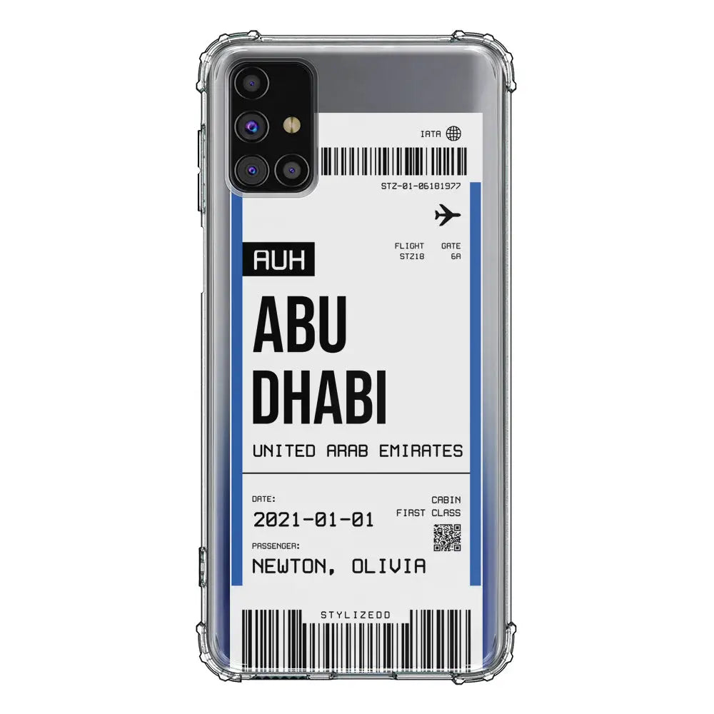 Samsung Galaxy M31S / Clear Classic Custom Flight Boarding Pass Ticket Phone Case, Stylizedd.com in Dubai Sharjah UAE UK  