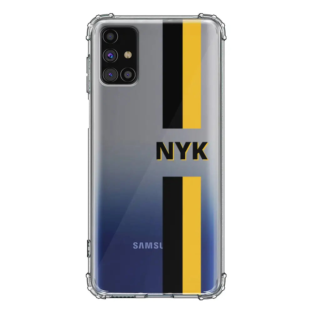 Samsung Galaxy M31S / Clear Classic Phone Case Custom Striped Monogram Phone Case - Samsung M Series - Stylizedd