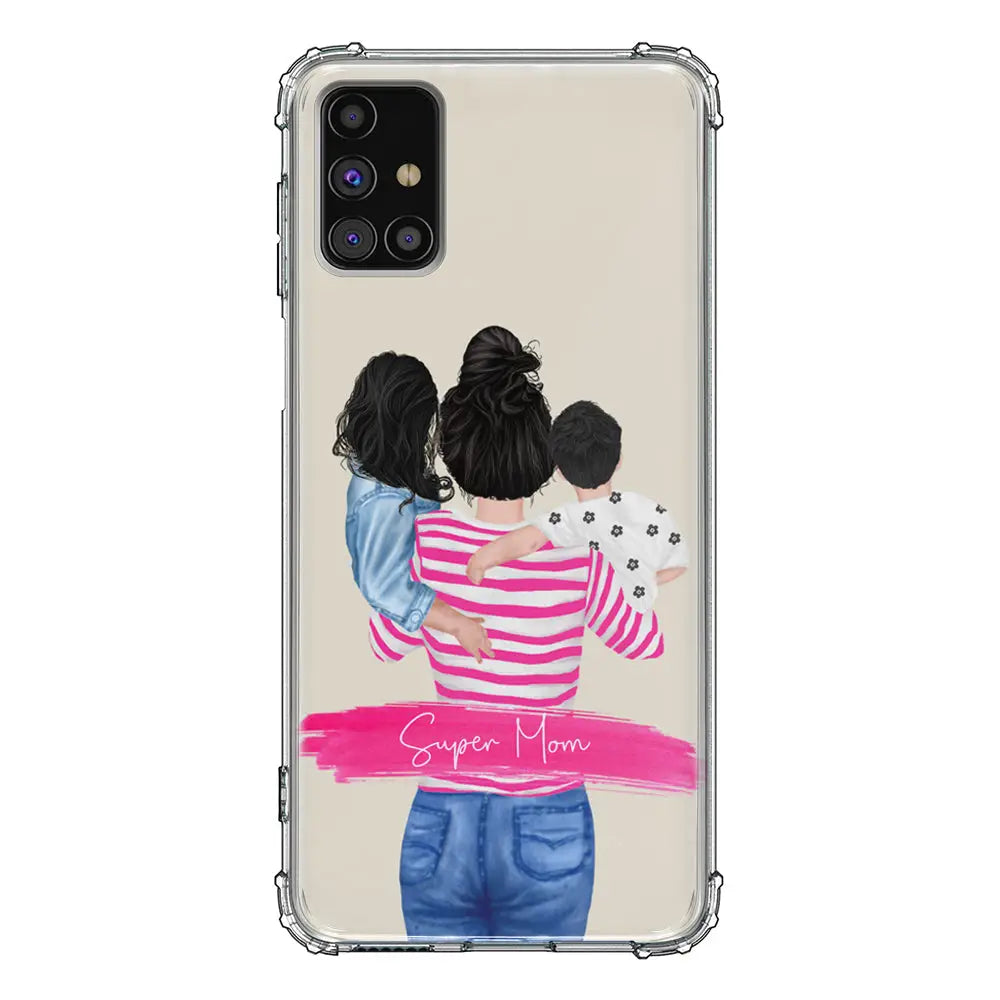 Samsung Galaxy M31S / Clear Classic Phone Case Custom Clipart Text Mother Son & Daughter Phone Case - Samsung M Series - Stylizedd