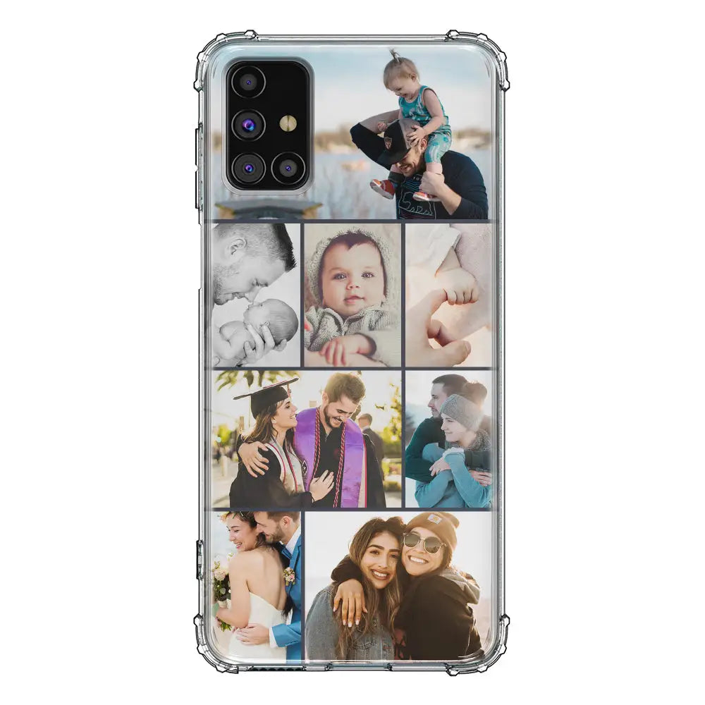 Samsung Galaxy M31S / Clear Classic Personalised Photo Collage Grid Phone Case