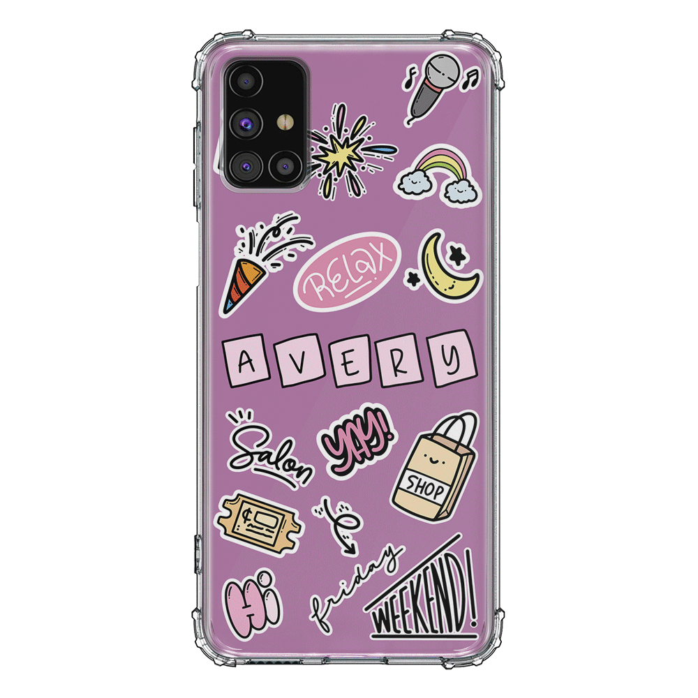 Samsung Galaxy M31S / Clear Classic Personalized Name Cute Weekend Girl Sticker, Phone Case - Samsung M Series - Stylizedd.com