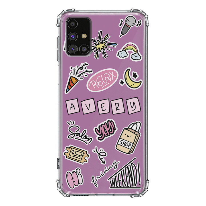 Samsung Galaxy M31S / Clear Classic Personalized Name Cute Weekend Girl Sticker, Phone Case - Samsung M Series - Stylizedd.com