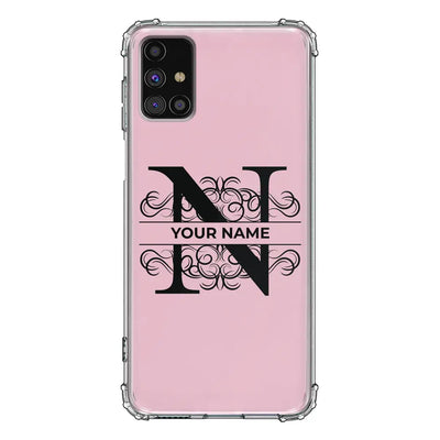 Samsung Galaxy M31S / Clear Classic Split Floral Initial Phone Case, Stylizedd.com in Dubai Sharjah UAE UK  
