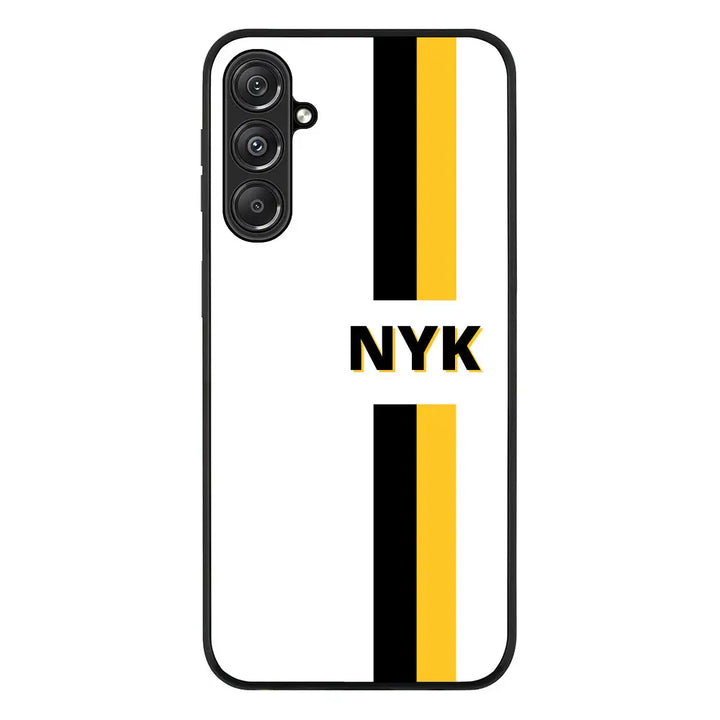 Samsung Galaxy M34 5G / Rugged Black Phone Case Custom Striped Monogram Phone Case - Samsung M Series - Stylizedd