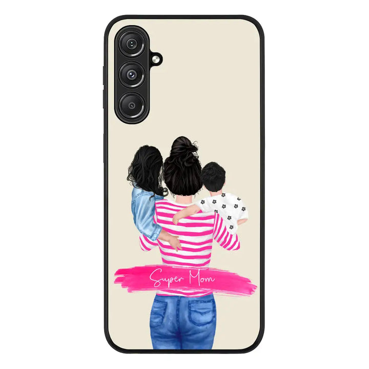 Samsung Galaxy M34 5G / Rugged Black Phone Case Custom Clipart Text Mother Son & Daughter Phone Case - Samsung M Series - Stylizedd