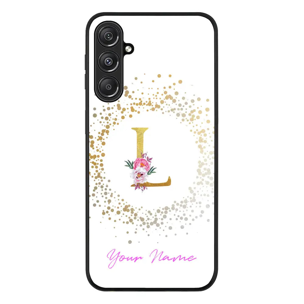 Samsung Galaxy M34 5G / Rugged Black Phone Case Floral Initial Phone Case - Samsung M Series - Stylizedd