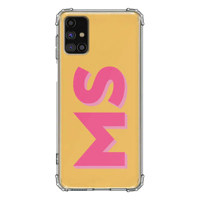 Samsung Galaxy M51 / Clear Classic Personalized Monogram Initial 3D Shadow Text Phone Case, Stylizedd.com in Dubai Sharjah UAE UK  