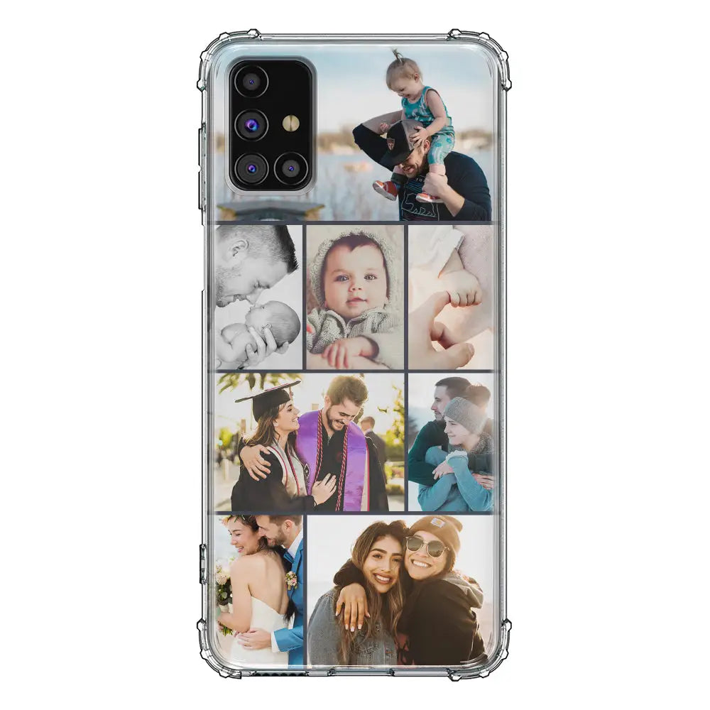 Samsung Galaxy M51 / Clear Classic Personalised Photo Collage Grid Phone Case
