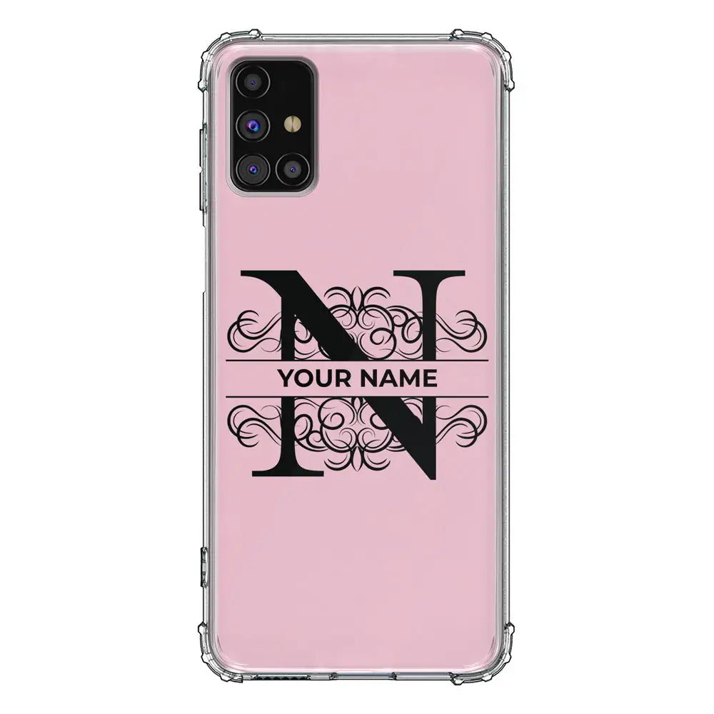 Samsung Galaxy M51 / Clear Classic Split Floral Initial Phone Case, Stylizedd.com in Dubai Sharjah UAE UK  