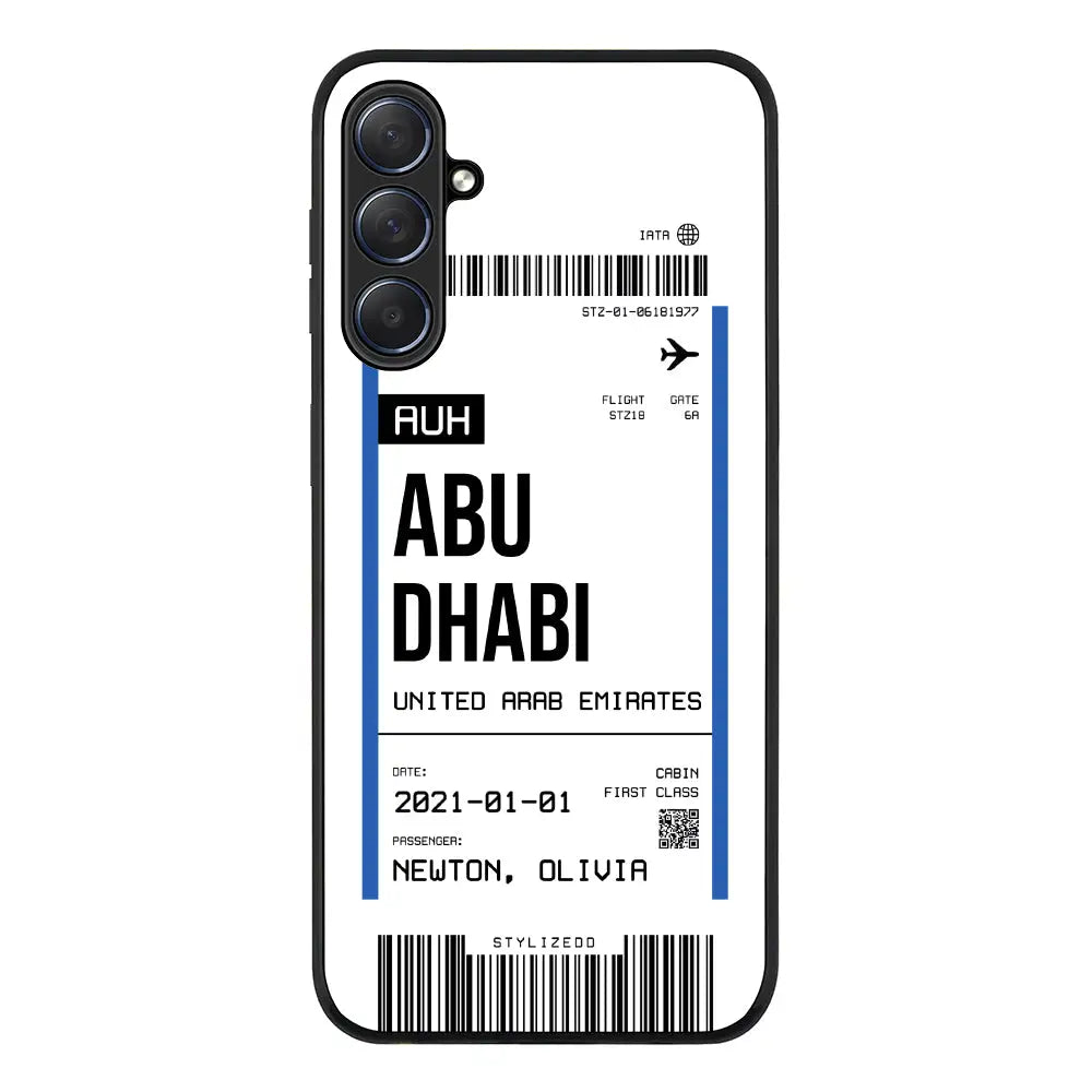 Custom Flight Boarding Pass Ticket Phone Case - Samsung M Series - Galaxy M54 5G / Rugged Black -