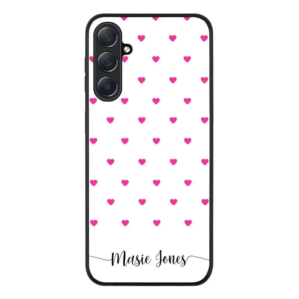 Samsung Galaxy M54 5G / Rugged Black Phone Case Heart Pattern Custom Text, My Name Phone Case - Samsung M Series - Stylizedd