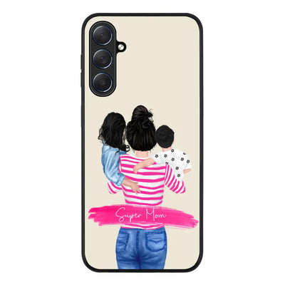 Custom Clipart Text Mother Son & Daughter Phone Case - Samsung M Series - Galaxy M54 5G / Rugged