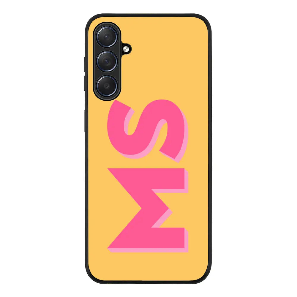 Personalized Monogram Initial 3D Shadow Text Phone Case - Samsung M Series - Galaxy M54 5G / Rugged
