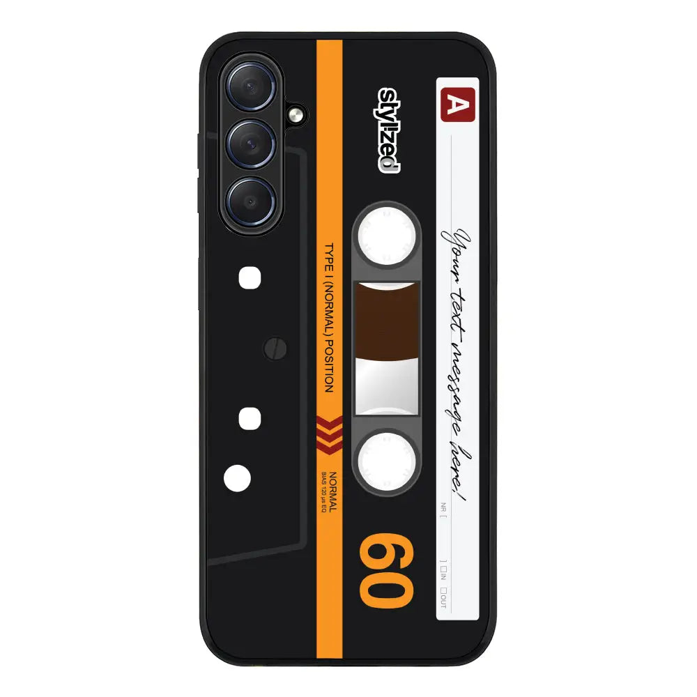 Custom Retro Cassette Tape Phone Case - Samsung M Series - Galaxy M54 5G / Rugged Black - Stylizedd