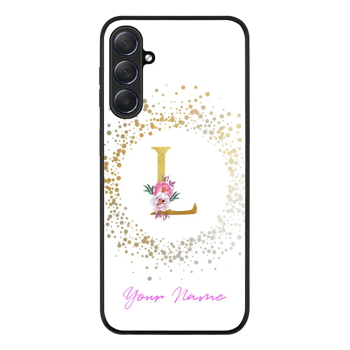 Samsung Galaxy M54 5G / Rugged Black Phone Case Floral Initial Phone Case - Samsung M Series - Stylizedd