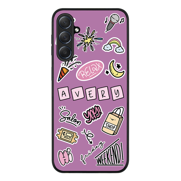 Samsung Galaxy M54 5G / Rugged Black Personalized Name Cute Weekend Girl Sticker, Phone Case - Samsung M Series - Stylizedd.com