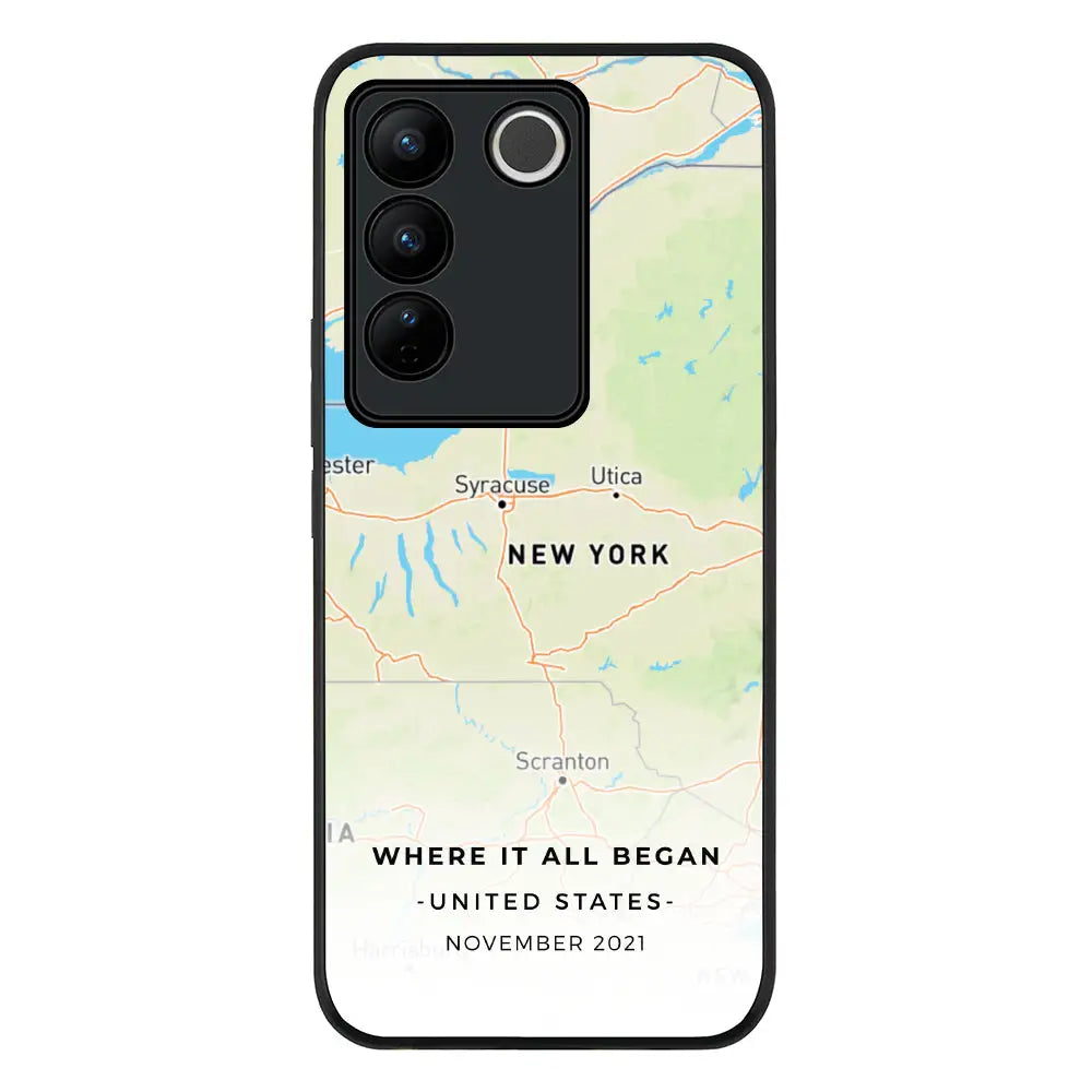 Vivo V27 / Vivo V27 Pro / Vivo S16 / Rugged Black Personalized map, Phone Case - Vivo - Stylizedd.com