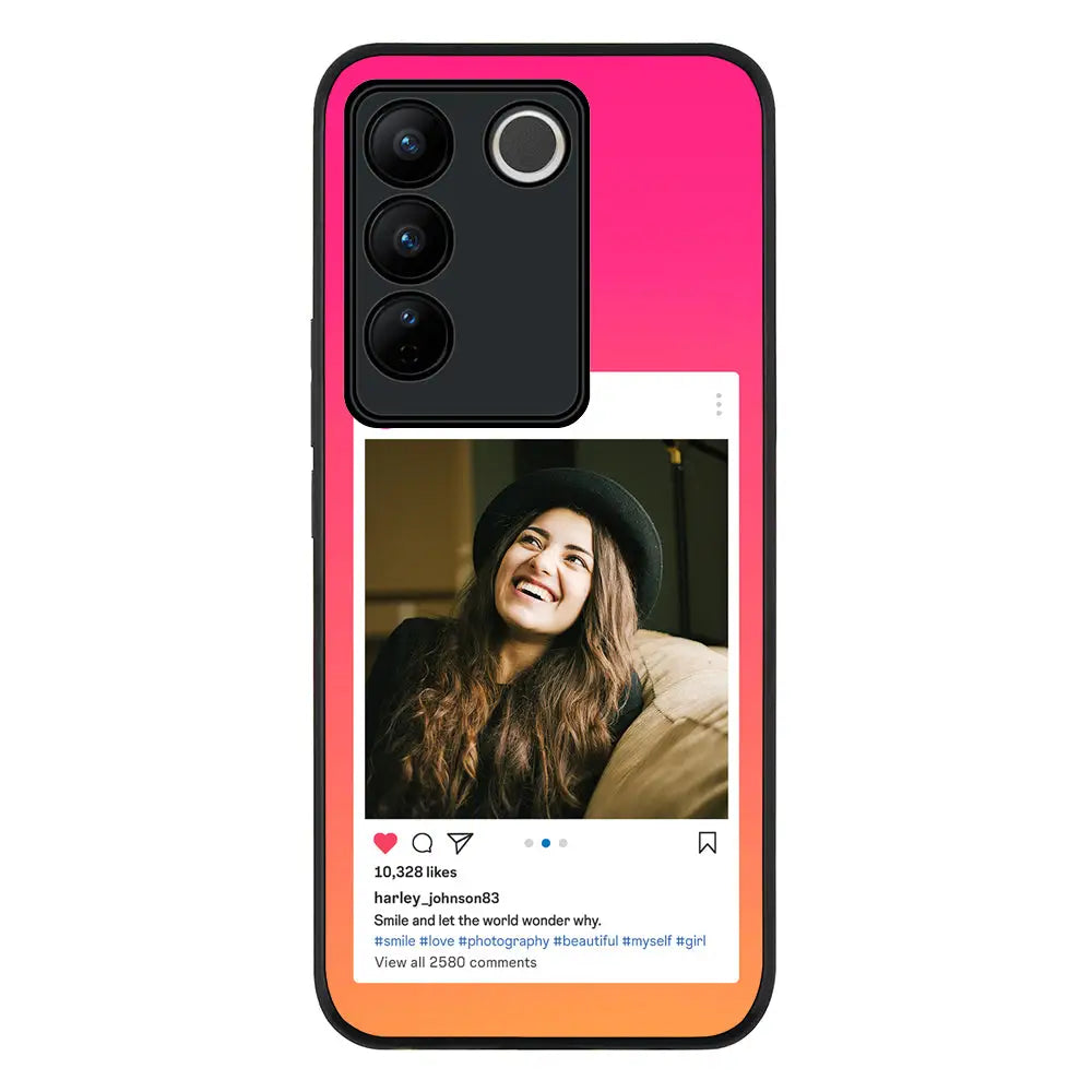 Vivo V27 / Vivo V27 Pro / Vivo S16 / Rugged Black Custom Photo Instagram Post Template, Phone Case - Vivo - Stylizedd.com