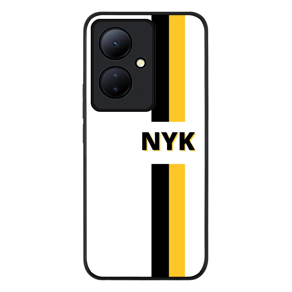 Vivo V29 Lite / Rugged Black Custom Striped Monogram Phone Case - Vivo - Stylizedd.com