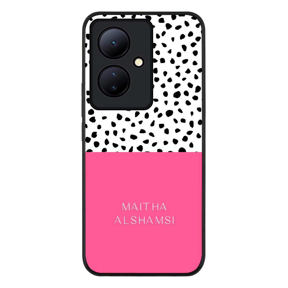 Personalized Text Colorful Spotted Dotted Phone Case - Vivo - V29 Lite / Rugged Black - Stylizedd