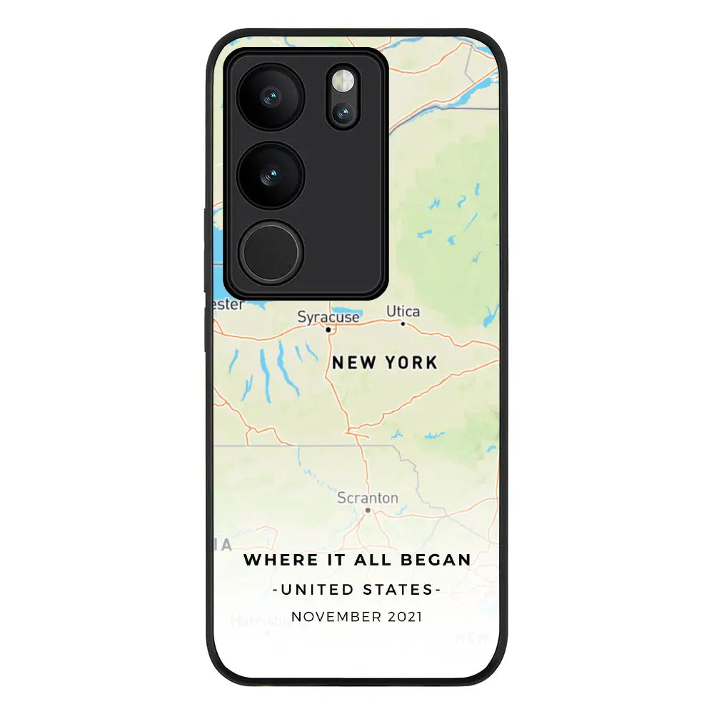 Vivo V29 / Vivo V29 Pro / Vivo S17 / Rugged Black Personalized map, Phone Case - Vivo - Stylizedd.com