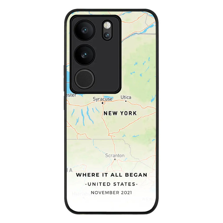 Vivo V29 / Vivo V29 Pro / Vivo S17 / Rugged Black Personalized map, Phone Case - Vivo - Stylizedd.com