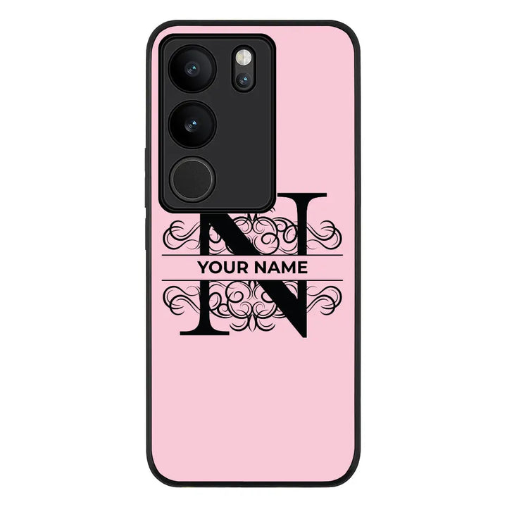 Vivo V29 / Vivo V29 Pro / Vivo S17 / Rugged Black Split Floral Initial Phone Case - Vivo - Stylizedd.com