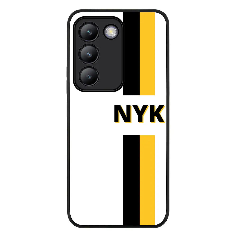 Vivo V30 Lite / Rugged Black Custom Striped Monogram Phone Case - Vivo - Stylizedd.com