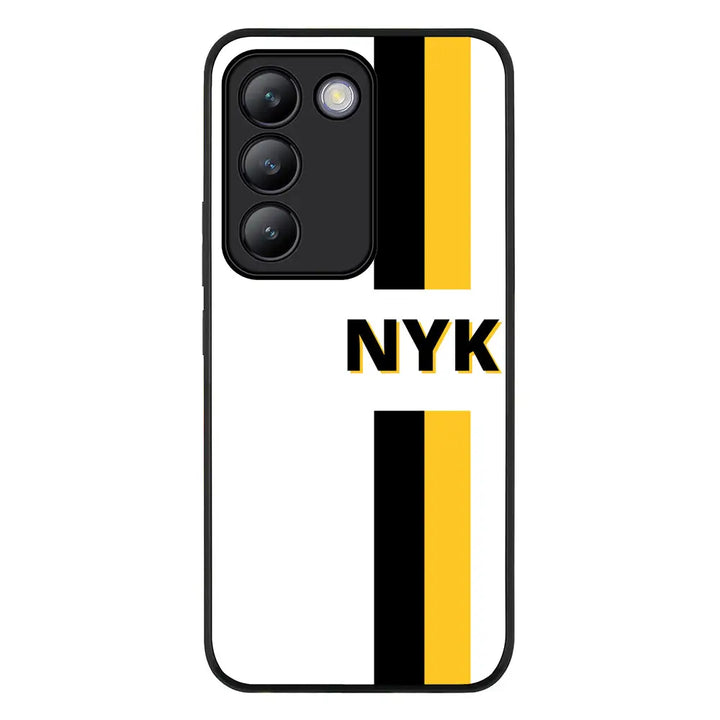Vivo V30 Lite / Rugged Black Custom Striped Monogram Phone Case - Vivo - Stylizedd.com
