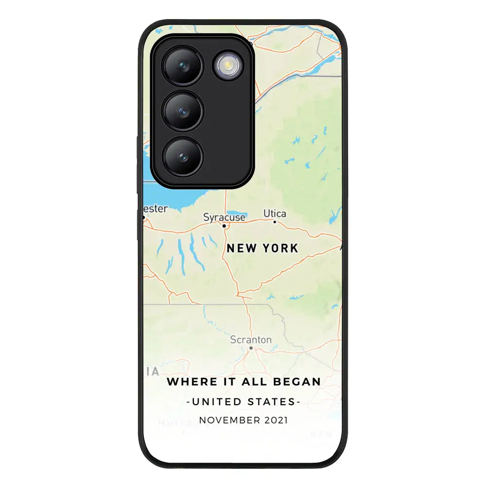 Vivo V30 Lite / Rugged Black Personalized map, Phone Case - Vivo - Stylizedd.com