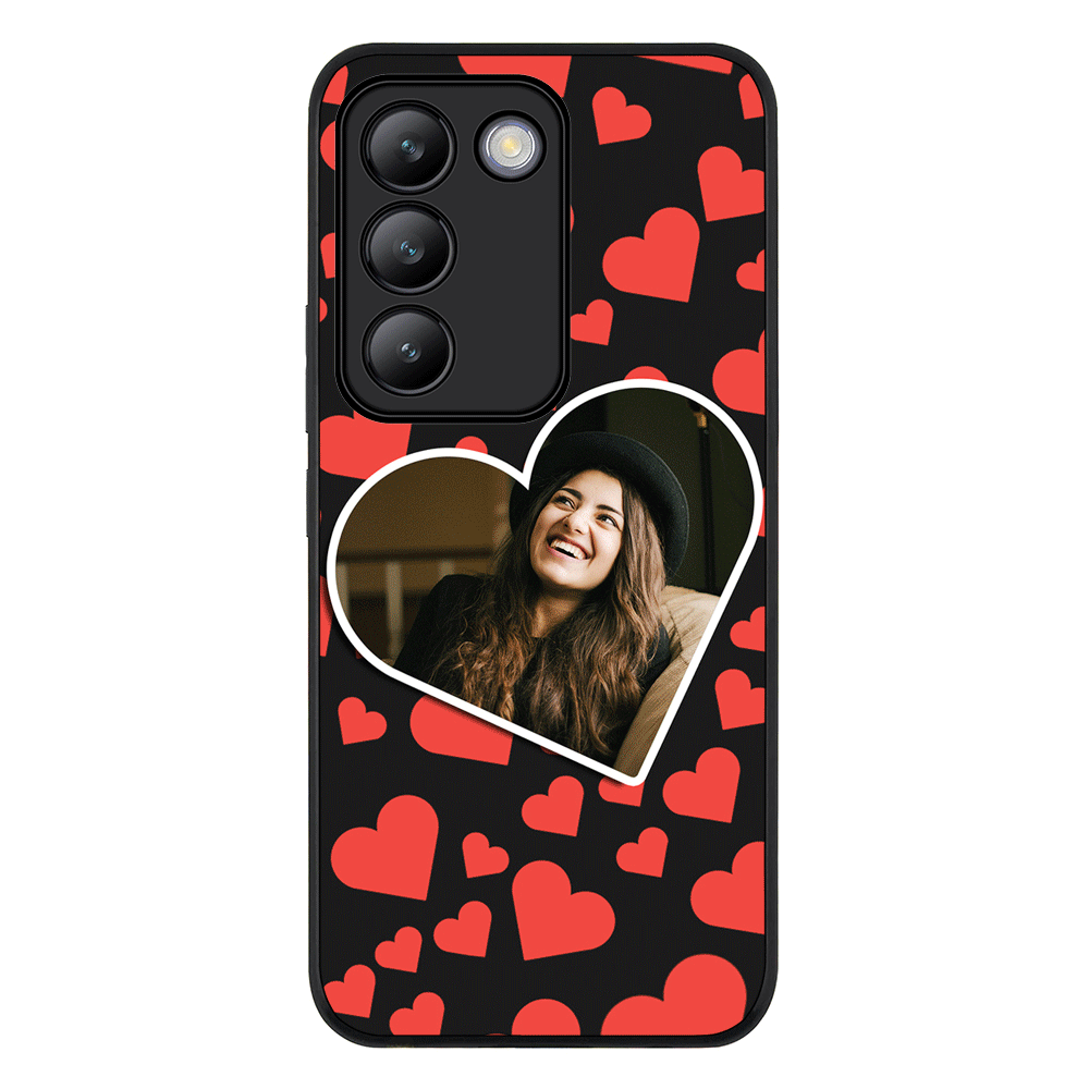 Custom Photo Heart shaped Phone Case - Vivo - V30 Lite / Rugged Black - Stylizedd