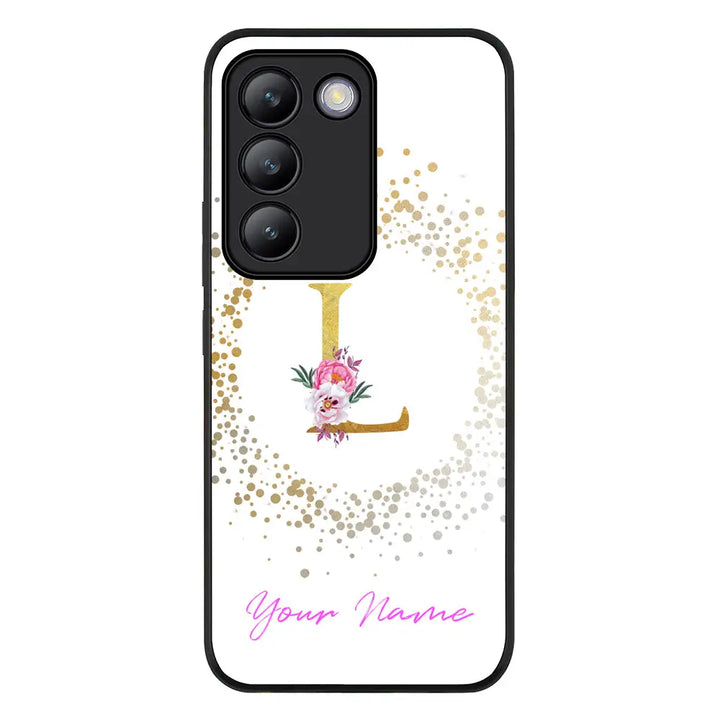 Vivo V30 Lite / Rugged Black Floral Initial Phone Case - Vivo - Stylizedd.com