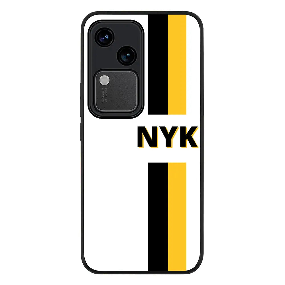 Vivo V30 / Rugged Black Custom Striped Monogram Phone Case - Vivo - Stylizedd.com